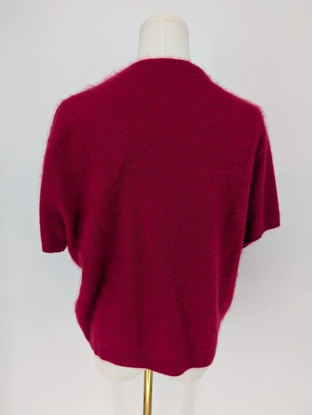 J.Crew Brushed Cashmere Short Sleeve V-Neck Cardigan | L | Crimson Rouge Pink